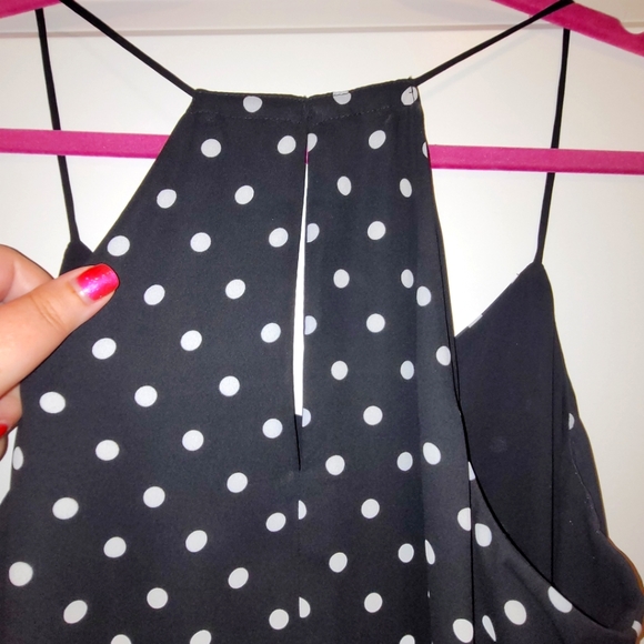 Express Black & White Polka Dot Spaghetti Strap Camisole - Picture 2 of 5